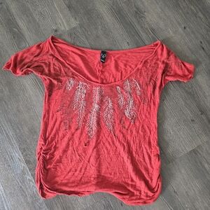 Red Embellished Women's Top